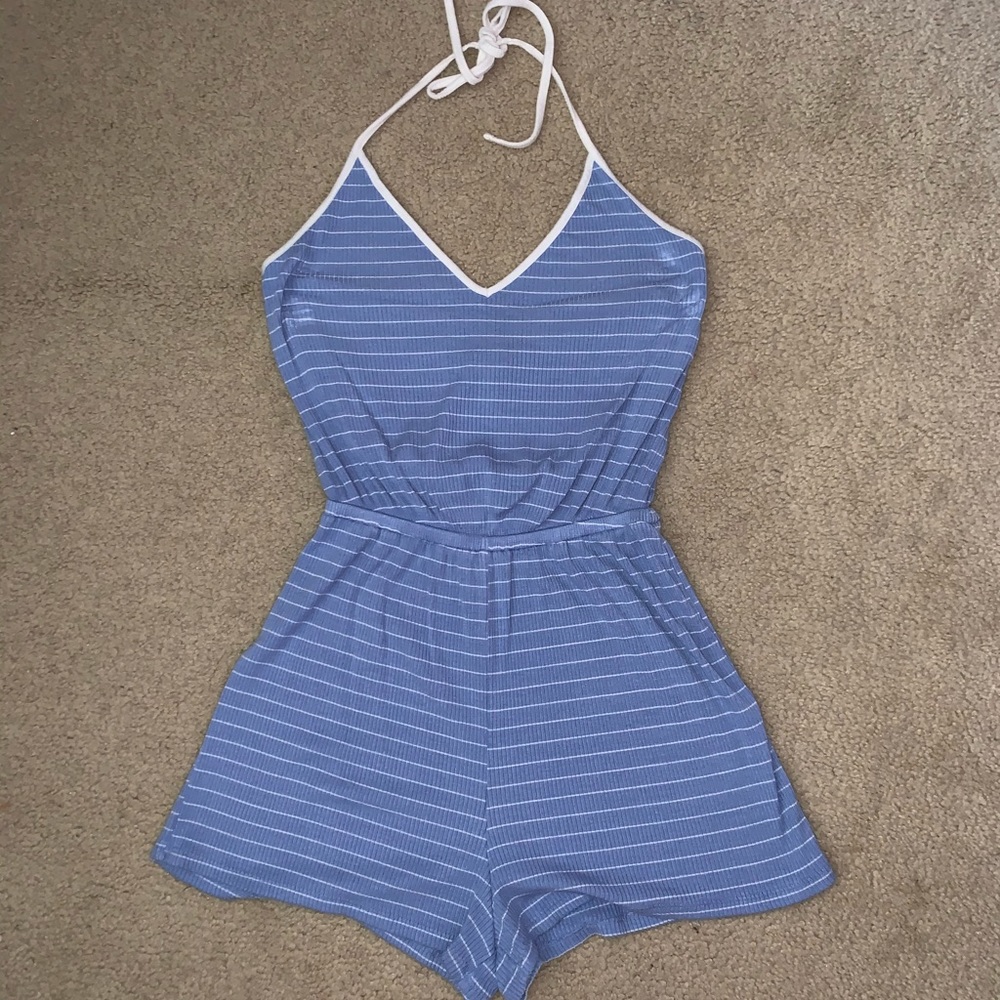 Forever 21 blue & white striped romper!